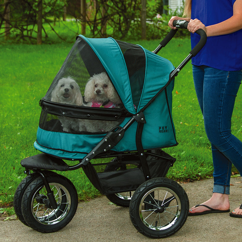 Pet Gear Double No-Zip Pet Stroller, Pine Green