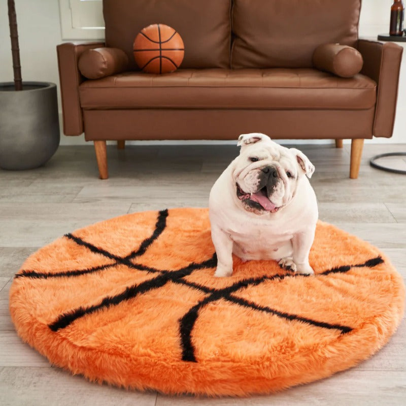 Paw Brands PupRug Faux Fur Orthopedic Dog Bed Basketball