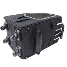 laid down image of a black dog carrier where you can see it's back side