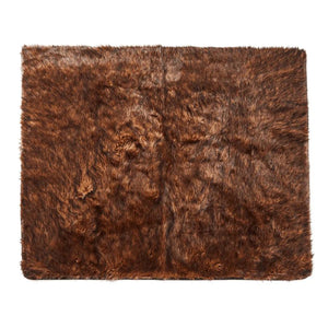 a full top view image of a brown furry dog blanket