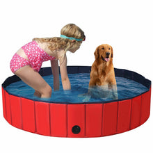 63 Inch Foldable Leakproof Dog Pet Pool Bathing Tub Kiddie Pool for Dogs Cats and Kids