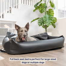 PupProtector™ Faux Cool-to-Touch Vegan Leather Memory Foam Dog Car Bed -  Black