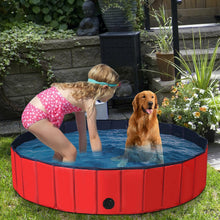 63 Inch Foldable Leakproof Dog Pet Pool Bathing Tub Kiddie Pool for Dogs Cats and Kids