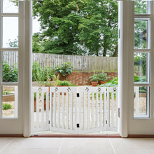 24 Inch Folding Wooden Freestanding Pet Gate Dog Gate with 360¬∞ Hinge