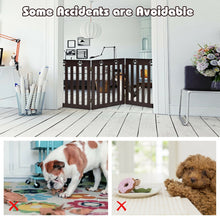 24 Inch Folding Wooden Freestanding Dog Gate with 360¬∞ Flexible Hinge for Pet