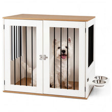 31.5” Dog Crate Furniture Wooden Dog Kennel with Double Lock Doors