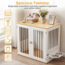 31.5” Dog Crate Furniture Wooden Dog Kennel with Double Lock Doors