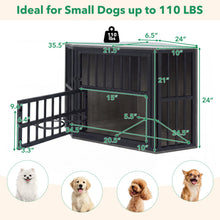 Wooden Dog Crate End Table with Adjustable Bowl Rack 35.5"