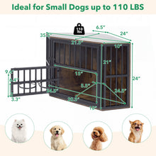 Wooden Dog Crate End Table with Adjustable Bowl Rack 35.5"
