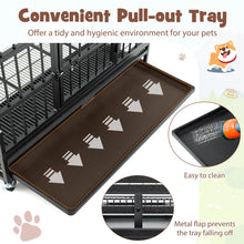 48 Inch Foldable Heavy-Duty Metal Dog Cage with Lockable Rolling Casters and Tray