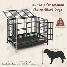 48 Inch Foldable Heavy-Duty Metal Dog Cage with Lockable Rolling Casters and Tray