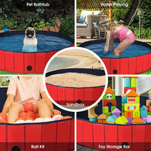 63 Inch Foldable Leakproof Dog Pet Pool Bathing Tub Kiddie Pool for Dogs Cats and Kids