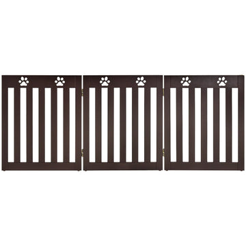 24 Inch Folding Wooden Freestanding Dog Gate with 360¬∞ Flexible Hinge for Pet