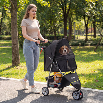 3 Wheel Pet Stroller for Small Dogs up to 33 LBS