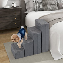 4-Step Dog Stairs Non-slip Foldable Dog Ramp with Adjustable Steps-Grey
