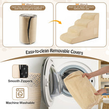 4-Tier Foam Dog Steps with Non-Slip Surface & Washable Cover