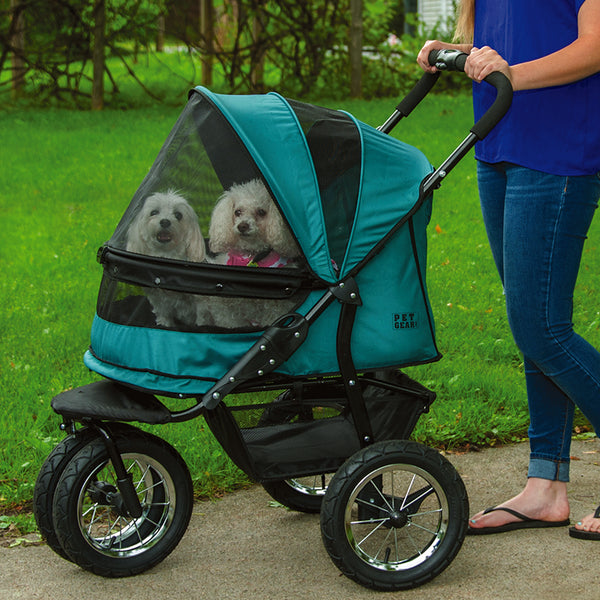 Pet Gear Double No-Zip Pet Stroller, Pine Green