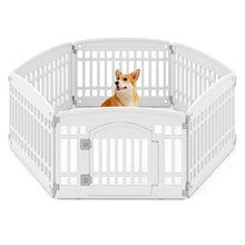 6-Panel Plastic Dog Playpen 24 Inch Indoor Outdoor Pet Fence with Locking Door-White