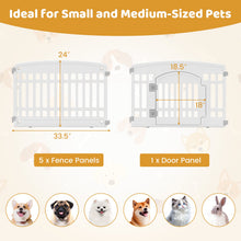 6-Panel Plastic Dog Playpen 24 Inch Indoor Outdoor Pet Fence with Locking Door-White