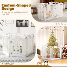 6-Panel Tall Dog Playpen Foldable Pet Fence with Locking Door-White