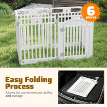 6-Panel Tall Dog Playpen Foldable Pet Fence with Locking Door-White
