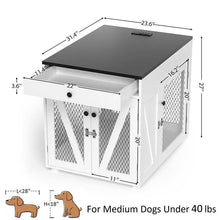 Dog Crate End Table Furniture with Drawer & USB Charging | Wooden Dog Kennel for Medium Dogs