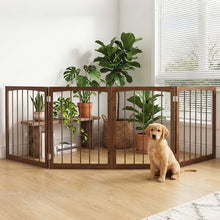 4-Panel Wooden Pet Gate 83" x 30" Freestanding Dog Fence