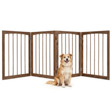 4-Panel Wooden Pet Gate 83" x 30" Freestanding Dog Fence