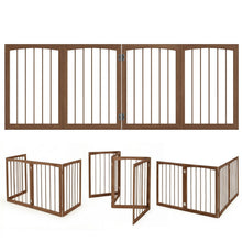 4-Panel Wooden Pet Gate 83" x 30" Freestanding Dog Fence