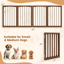 4-Panel Wooden Pet Gate 83" x 30" Freestanding Dog Fence