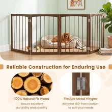 4-Panel Wooden Pet Gate 83" x 30" Freestanding Dog Fence