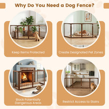 4-Panel Wooden Pet Gate 83" x 30" Freestanding Dog Fence
