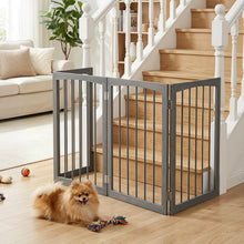 4-Panel Wooden Pet Gate 83" x 30" Freestanding Dog Fence