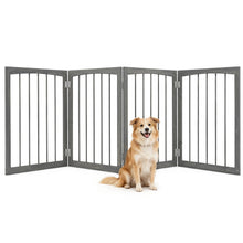 4-Panel Wooden Pet Gate 83" x 30" Freestanding Dog Fence