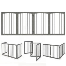 4-Panel Wooden Pet Gate 83" x 30" Freestanding Dog Fence