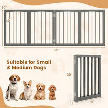 4-Panel Wooden Pet Gate 83" x 30" Freestanding Dog Fence