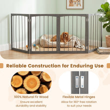4-Panel Wooden Pet Gate 83" x 30" Freestanding Dog Fence