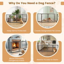 4-Panel Wooden Pet Gate 83" x 30" Freestanding Dog Fence