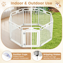8-Panel Tall Plastic Dog Fence Indoor Outdoor Puppy Pen with Locking Door-White