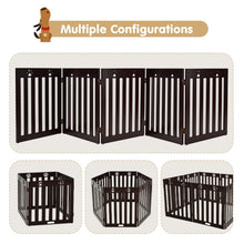 24 Inch Folding Wooden Freestanding Dog Gate with 360¬∞ Flexible Hinge for Pet
