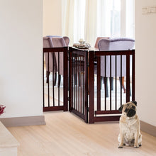 30 Inch Tall 4-Panel Freestanding Pet Gate Wooden Dog Fence