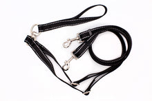 Outdoor Style Black Reflective Adjustable Double Leash