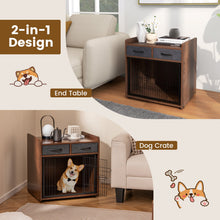 Dog Crate Furniture Indoor Dog Cage with 2 Fabric Drawers End Table