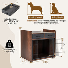 Dog Crate Furniture Indoor Dog Cage with 2 Fabric Drawers End Table