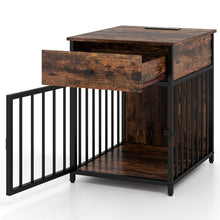 Dog Crate Furniture for Small Dogs Wooden Puppy Kennel with Charging Station-Rustic Brown