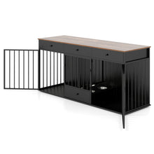 Dog Crate Furniture Indoor Modern Dog Kennel with Divider 3 Drawers and Pull-out Feeder