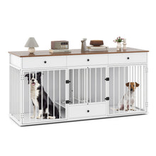 Dog Crate Furniture Indoor Modern Dog Kennel with Divider 3 Drawers and Pull-out Feeder