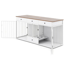 Dog Crate Furniture Indoor Modern Dog Kennel with Divider 3 Drawers and Pull-out Feeder