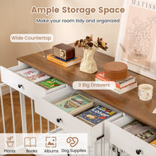 Dog Crate Furniture Indoor Modern Dog Kennel with Divider 3 Drawers and Pull-out Feeder