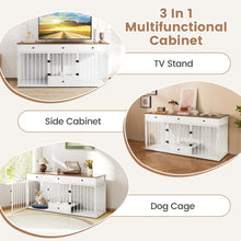 Dog Crate Furniture Indoor Modern Dog Kennel with Divider 3 Drawers and Pull-out Feeder